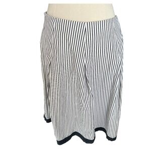 Talbots Flare Cotton Lined Black & White Womens Striped Skirt Size 10